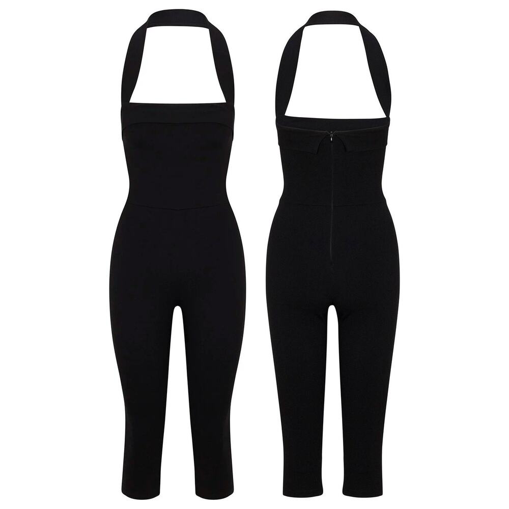 Delfi Collective Blair Jumpsuit Halter Ponte Capri Minimalist Preppy Capsule XS